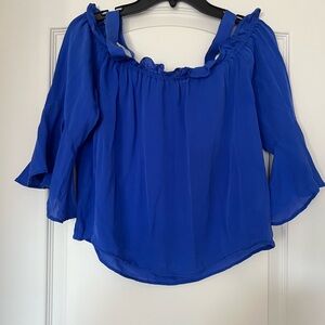 J. Crew Vibrant Blue Ruffle Blouse. 100% silk.